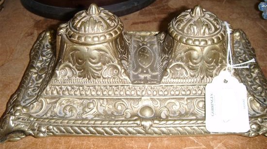 Brass inkstand(-)